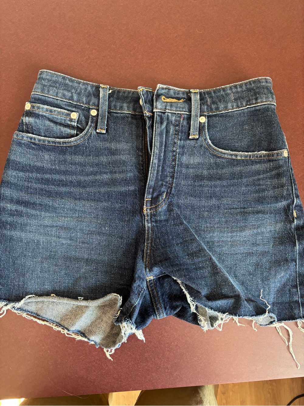 Madewell Dark Blue high rise curvy Cutoff Denim Shorts